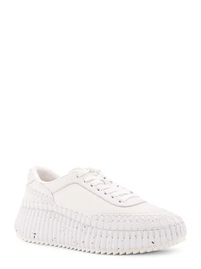 Chloé Nama Embroidered Suede And Recycled Mesh Sneakers In White