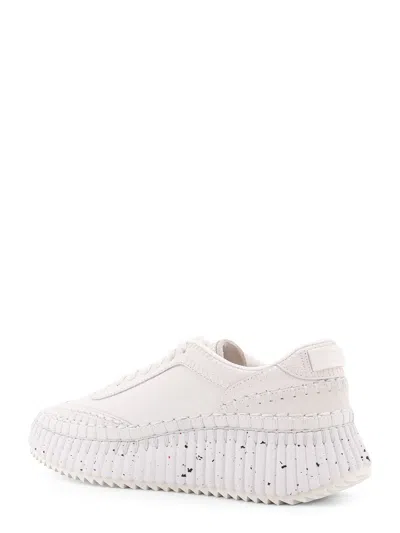 Chloé Nama Embroidered Suede And Recycled Mesh Sneakers In White