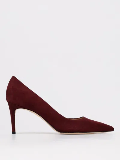 Stuart Weitzman Bordeaux Pumps With Pointed Toe And High Stiletto Heel In Suede Woman In Burgundy