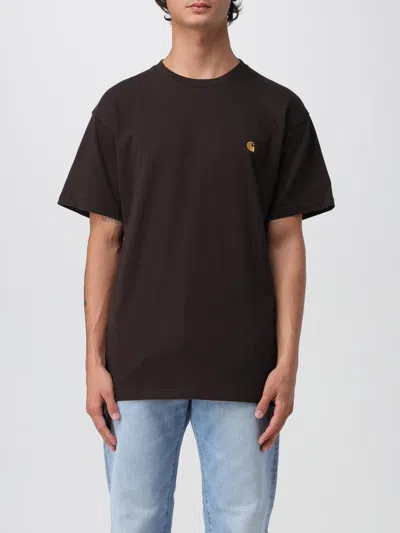 Carhartt 'chase' Logo Embroidery T-shirt In Brown