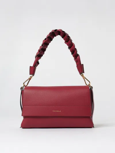 Coccinelle Borsa A Spalla In Pelle Double Boheme Grana Double Small In Burgundy