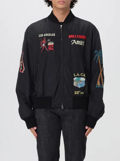 Amiri Bomber Jacket With Embroidered Design And Graphic Print In Black