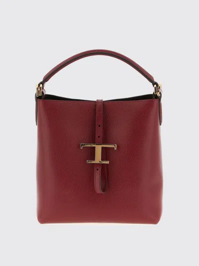 Tod's Mini Bucket Bag Textured Finish In Burgundy