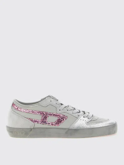Diesel Low-top Glitter Rubber Sole Sneakers In Gray