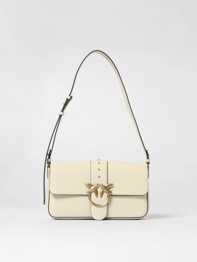 Pinko Love Leather Shoulder Bag In White