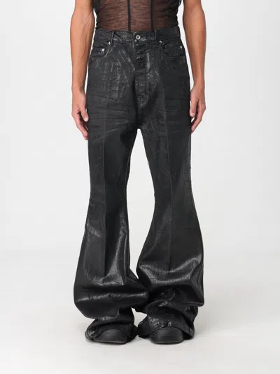 Rick Owens Bootcut Jeans With Metallic Finish And Flared Silhouette In Black
