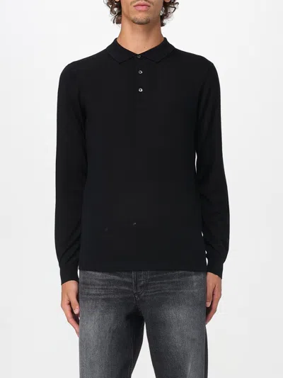 Aspesi Long-sleeved Polo Shirt In Black