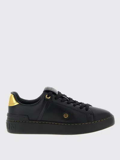 Balmain Sneakers 'court' Gold-tone Detail In Black