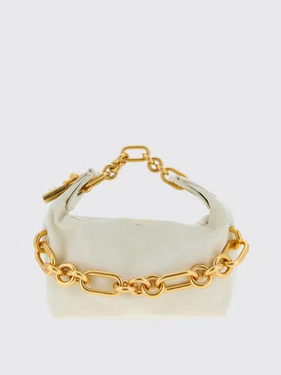 Balmain Sync Chain Mini Top-handle Bag In Calfskin Leather In White