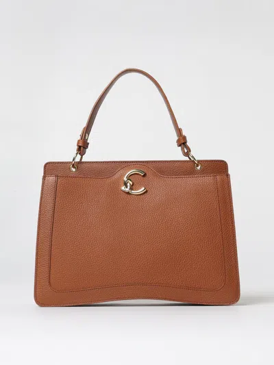 Coccinelle Structured Brown Leather Top Handle Handbag In Brown