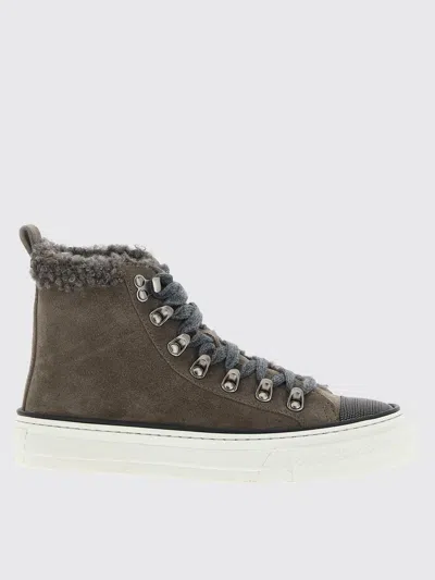 Brunello Cucinelli Luxe Rubber Sole Sneakers In Gray
