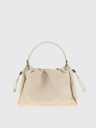 Brunello Cucinelli Women Bucket Mellow Small Leather Handbag In Neutral