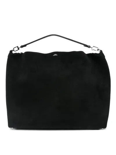 Totême Bevel Suede Shoulder Bag In Black
