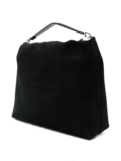 Totême Bevel Suede Shoulder Bag In Black