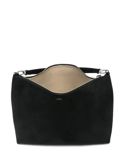 Totême Bevel Suede Shoulder Bag In Black