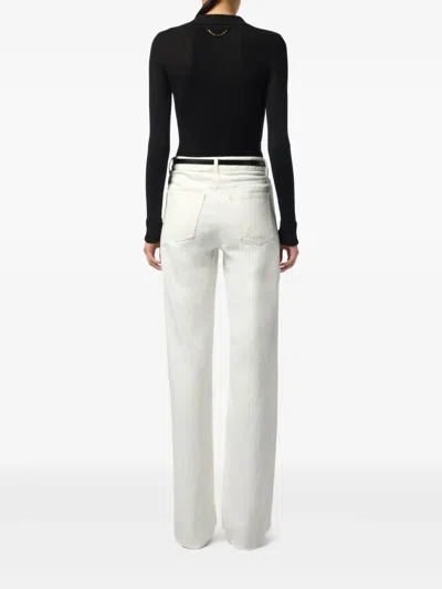 Elisabetta Franchi Collared Top With Ribbed Texture And Sleeves In Black