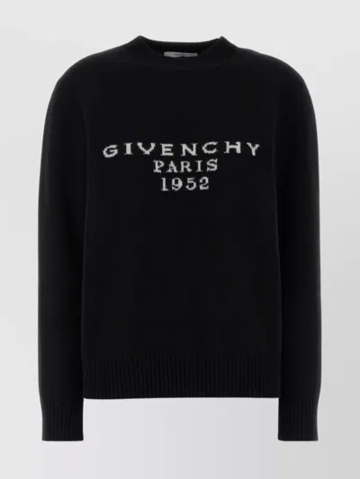 Givenchy Womens Black Brand-intarsia Round-neck Wool And Cashmere Sweater