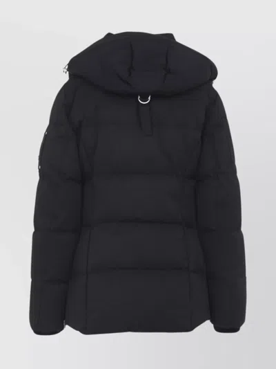 Moose Knuckles Padded Black Jacket With High Collar And Detachable Hood