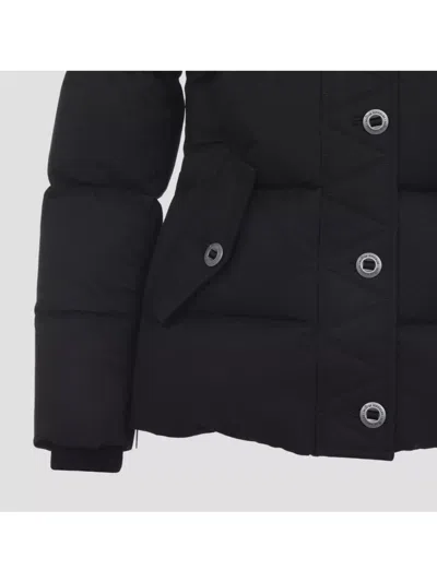 Moose Knuckles Padded Black Jacket With High Collar And Detachable Hood