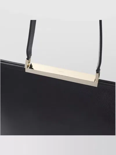 Tom Ford Rectangular Smooth Goat Leather Handbag With Polished Metallic Accent