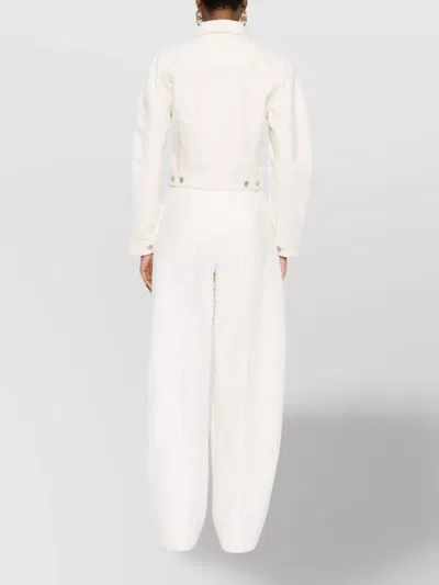 Jacquemus Cropped Denim Jacket Flap Pockets In White