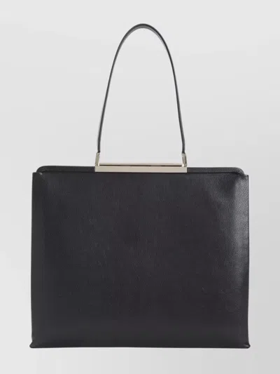 Tom Ford Rectangular Smooth Goat Leather Handbag With Polished Metallic Accent