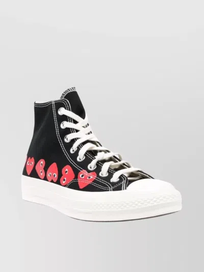 Comme Des Garçons Play Canvas Heart Print Low Top Sneakers In Black