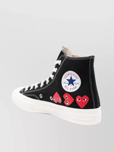 Comme Des Garçons Play Canvas Heart Print Low Top Sneakers In Black