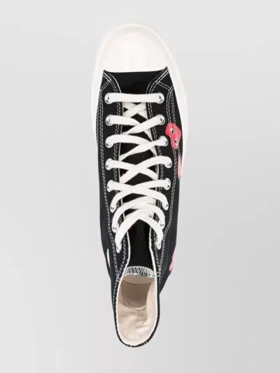 Comme Des Garçons Play Canvas Heart Print Low Top Sneakers In Black