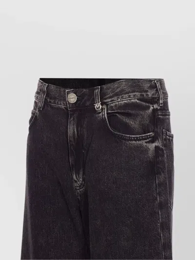 Pinko Wide-leg Jeans In Black Denim In Brown