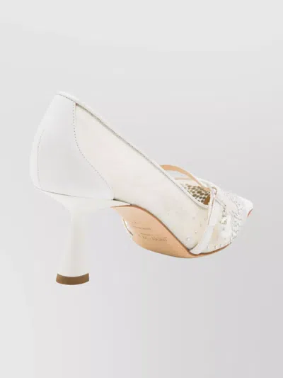 Jimmy Choo Embellished Stiletto Pumps Mesh Panels In White