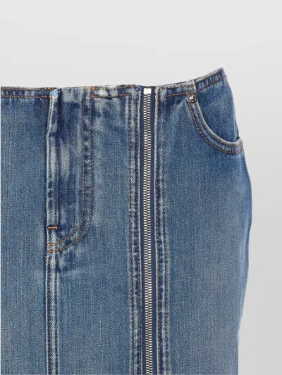 Jean Paul Gaultier Denim Miniskirt With Double Vertical Silver Zippers In Multi