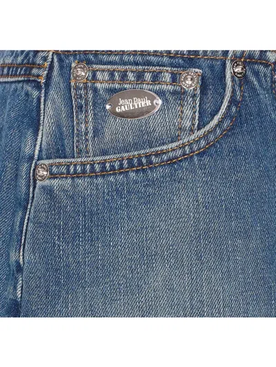 Jean Paul Gaultier Denim Miniskirt With Double Vertical Silver Zippers In Multi