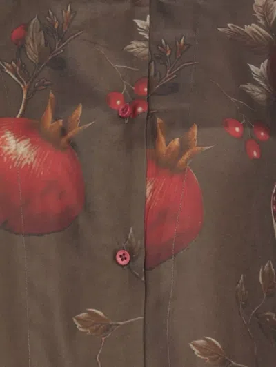 Uma Wang Pomegranate-print Asymmetrical-buttoned Top In Brown