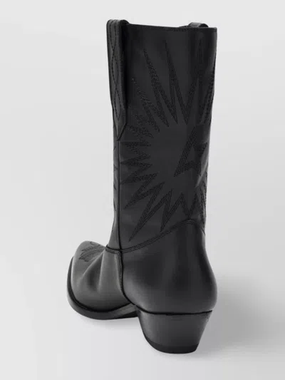 Golden Goose Wish Star Pointed Toe Western Boot In Black