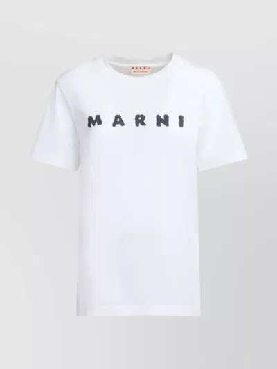 Marni Jersey Logo Short Sleeved T-shirt In White