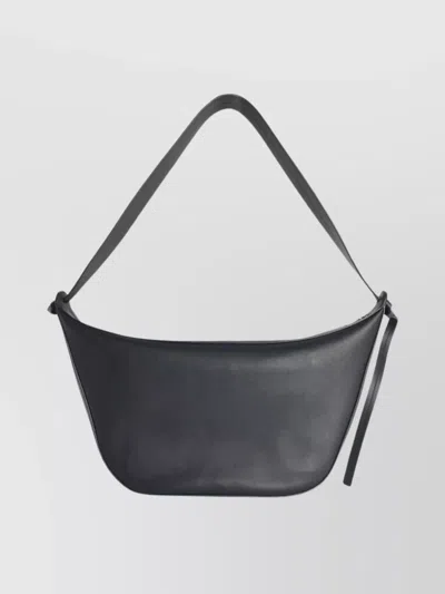 Jil Sander Smooth Finish Leather Shoulder Bag Design In Black