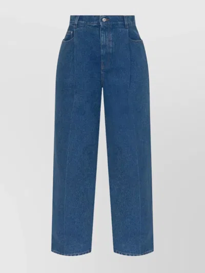 Marni Wide-leg Trousers With Pockets And Pleats In Blue