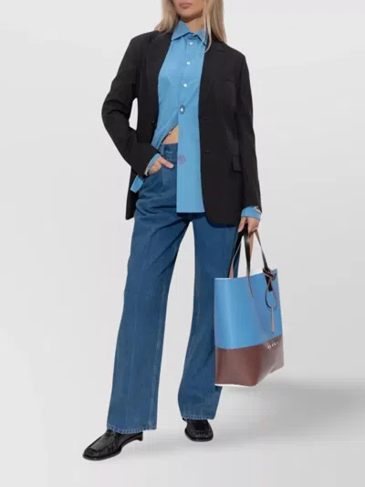 Marni Wide-leg Trousers With Pockets And Pleats In Blue