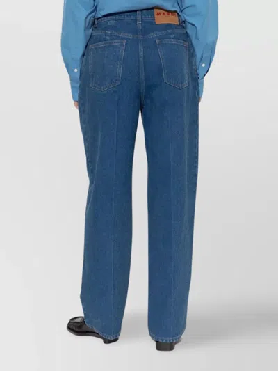 Marni Wide-leg Trousers With Pockets And Pleats In Blue