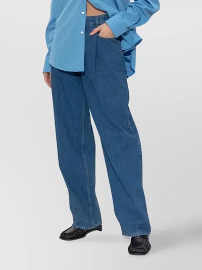 Marni Wide-leg Trousers With Pockets And Pleats In Blue