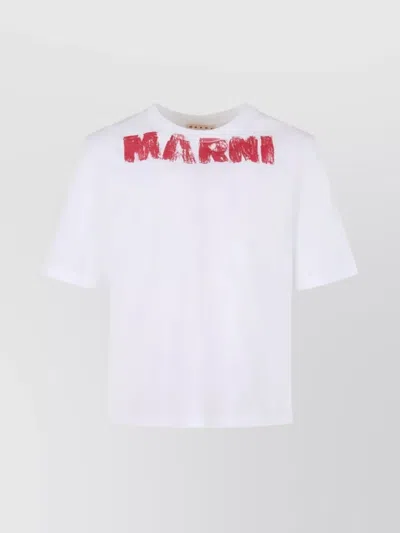 Marni Cotton T-shirt With Maxi Print In White