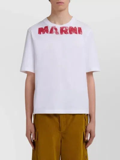 Marni Cotton T-shirt With Maxi Print In White