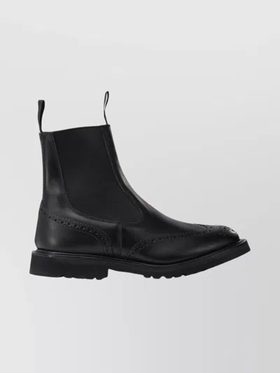 Tricker's Chunky Sole Round Toe Ankle Boots In Black