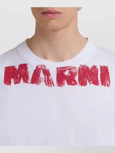 Marni Cotton T-shirt With Maxi Print In White