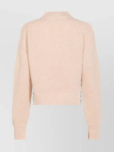 Marni Asymmetrical Turtleneck Sweater With Ribbed Texture In Pink