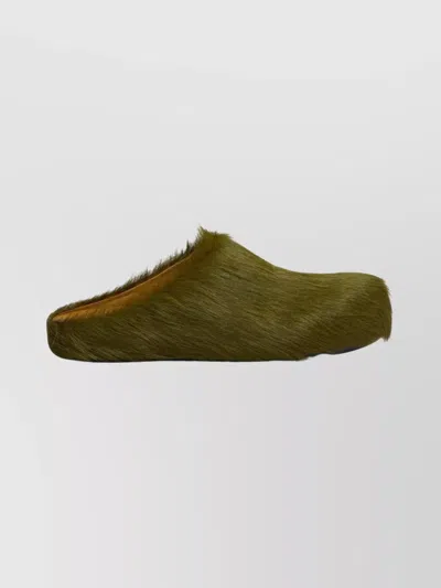 Marni Long Hair Calfskin Fussbett Sabot In Green