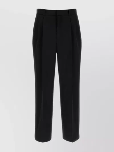 The Row Tailored Wool Zev Trousers Pleated Front In Black