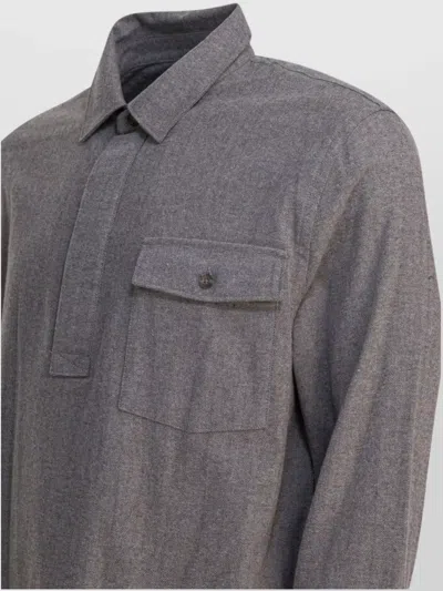 Vince Herringbone Shirt With Buttoned Collar And Cuffs In Gray