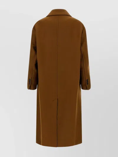 Ami Alexandre Mattiussi Double-breasted Coat Featuring Back Vent And Notched Lapels In Brown
